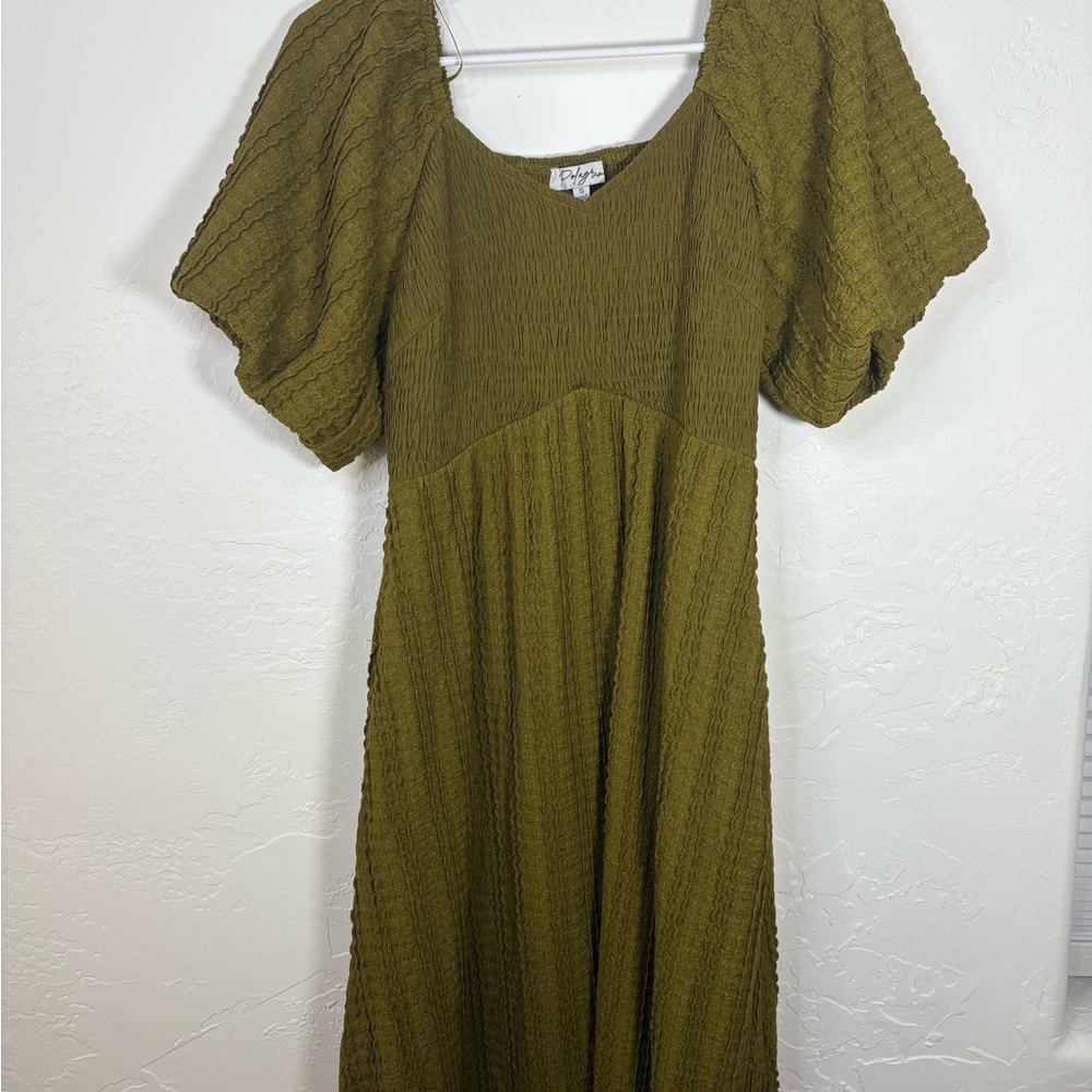Lulu's Green Ruffled Puff Sleeve Sundress